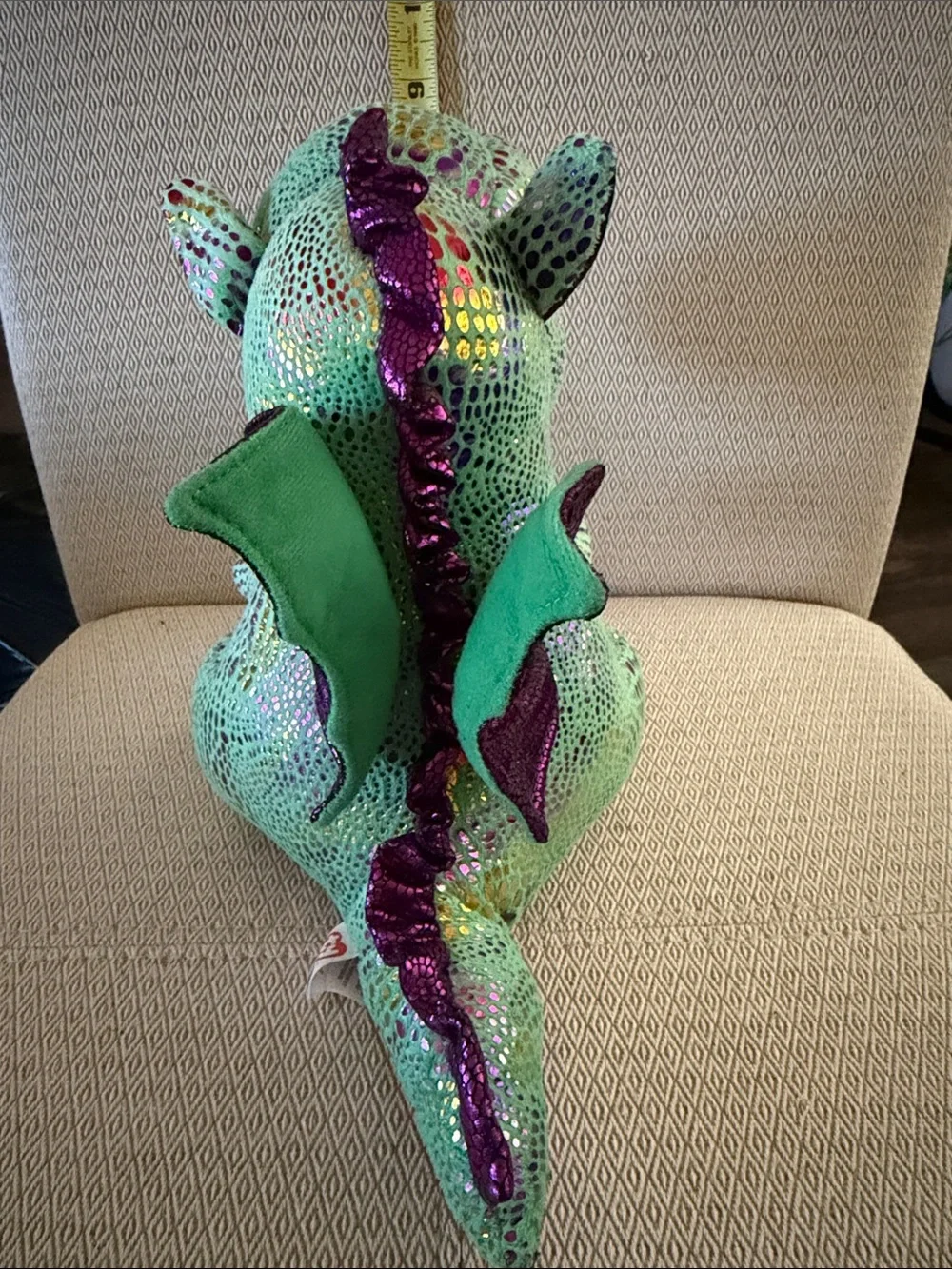 Ty Mint Green and Purple Sparkle Dragon Plush